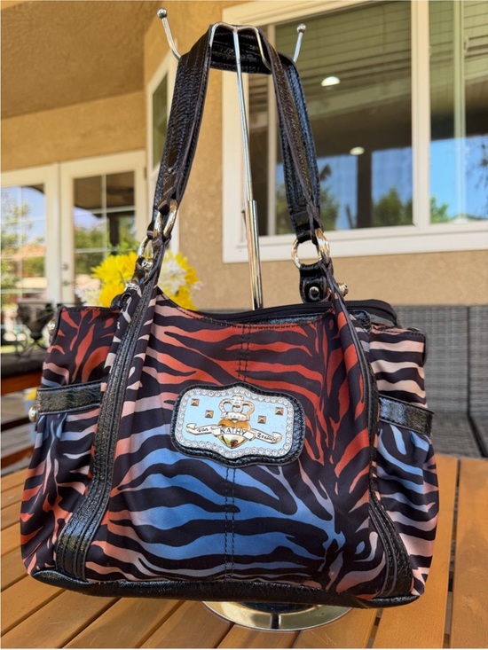 Kathy Van Zeeland Handbags - Vintage Y2K Kathy Van Zeeland Rainbow Zebra Rhinestone Shoulder Bag